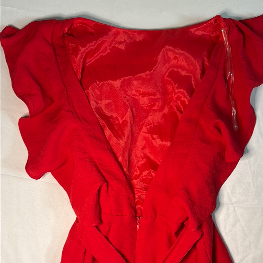 DO+BE Elegant Red Ruffled Backless SunDress - Picture 3 of 4